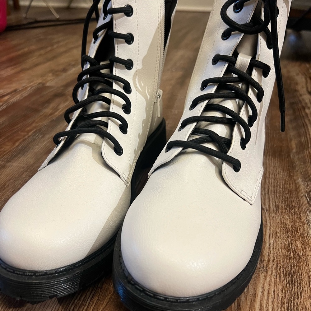 Women’s White Combat Boots